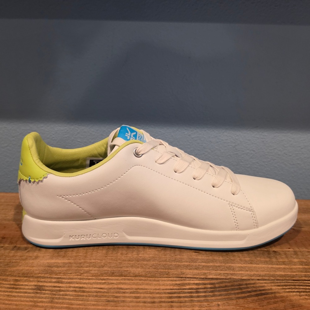 Kuru Womens Roam Court Sneakers White Lime Blue Leather  Comfort Shoes 10 - Picture 9 of 11